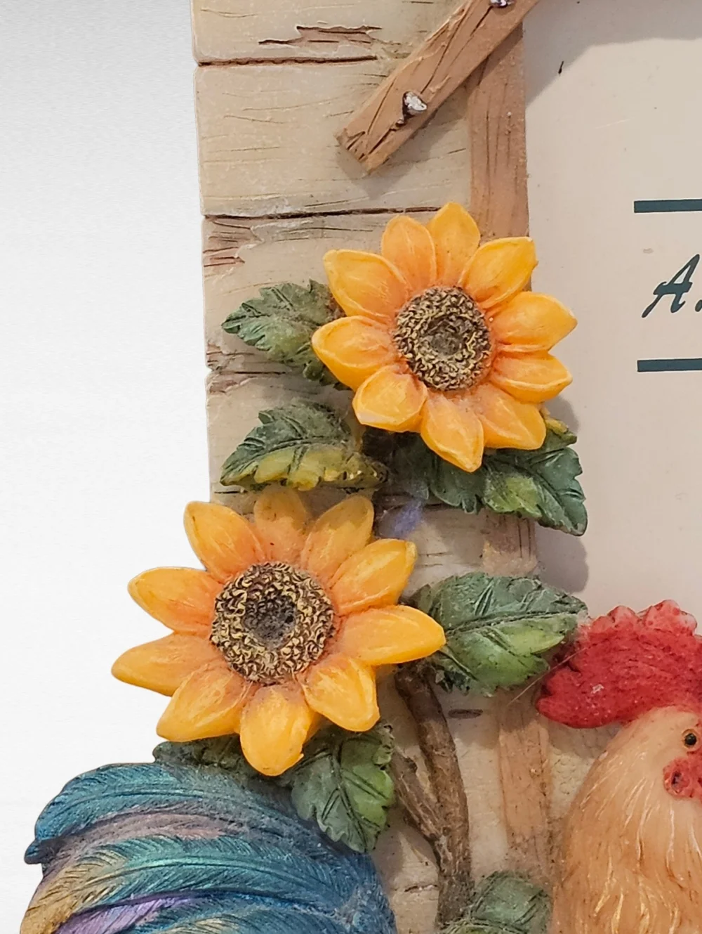 Vintage A. Richesco Corporation Rooster Sunflower Resin Picture Frame